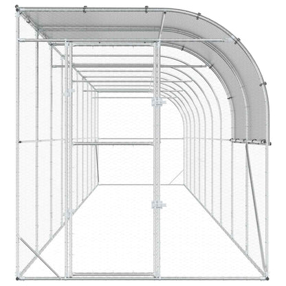vidaXL Against Wall Chicken Coop Silver 1000 x 200 x 215 cm