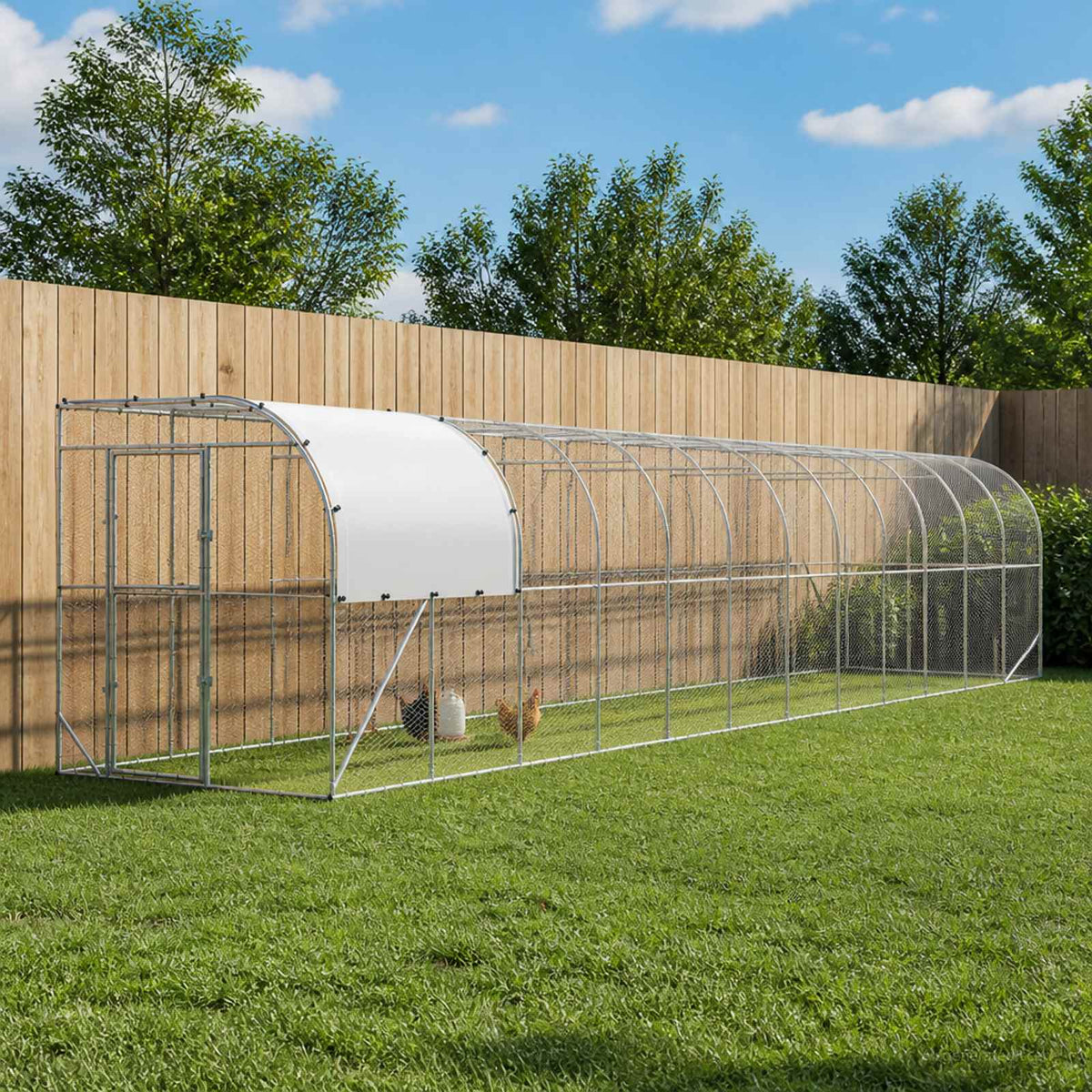 vidaXL Against Wall Chicken Coop Silver 1200 x 200 x 215 cm