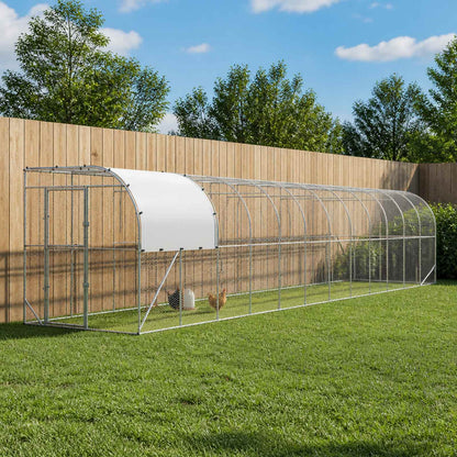 vidaXL Against Wall Chicken Coop Silver 1200 x 200 x 215 cm
