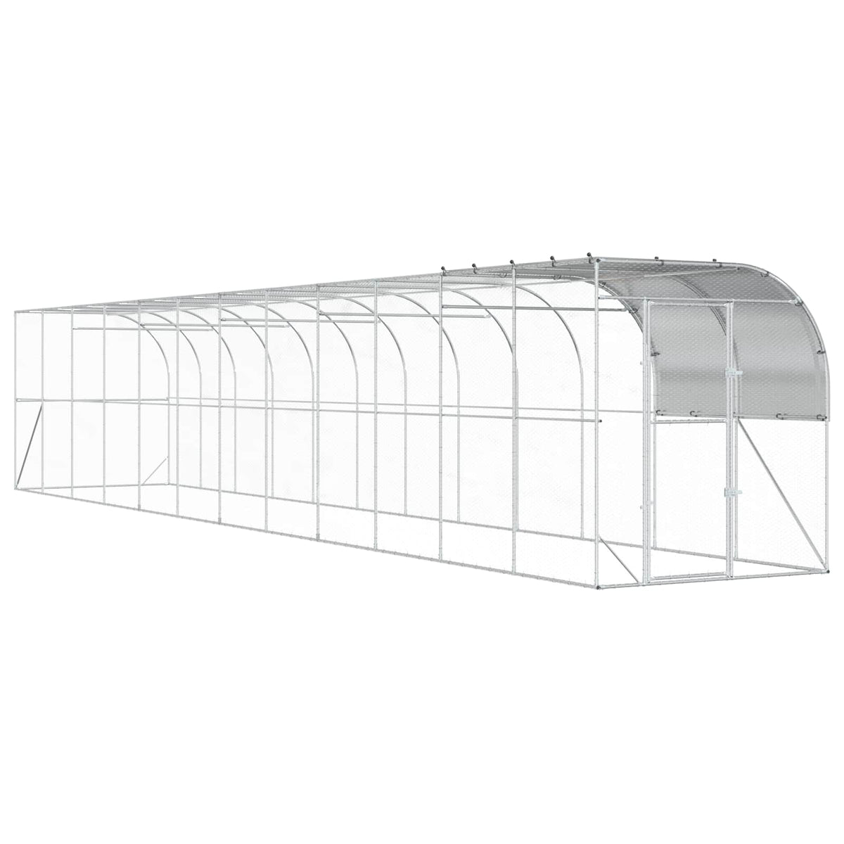 vidaXL Against Wall Chicken Coop Silver 1200 x 200 x 215 cm