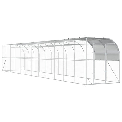 vidaXL Against Wall Chicken Coop Silver 1200 x 200 x 215 cm