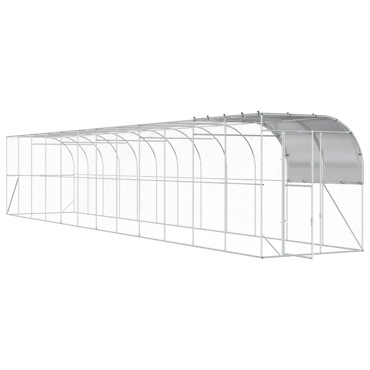 vidaXL Against Wall Chicken Coop Silver 1200 x 200 x 215 cm