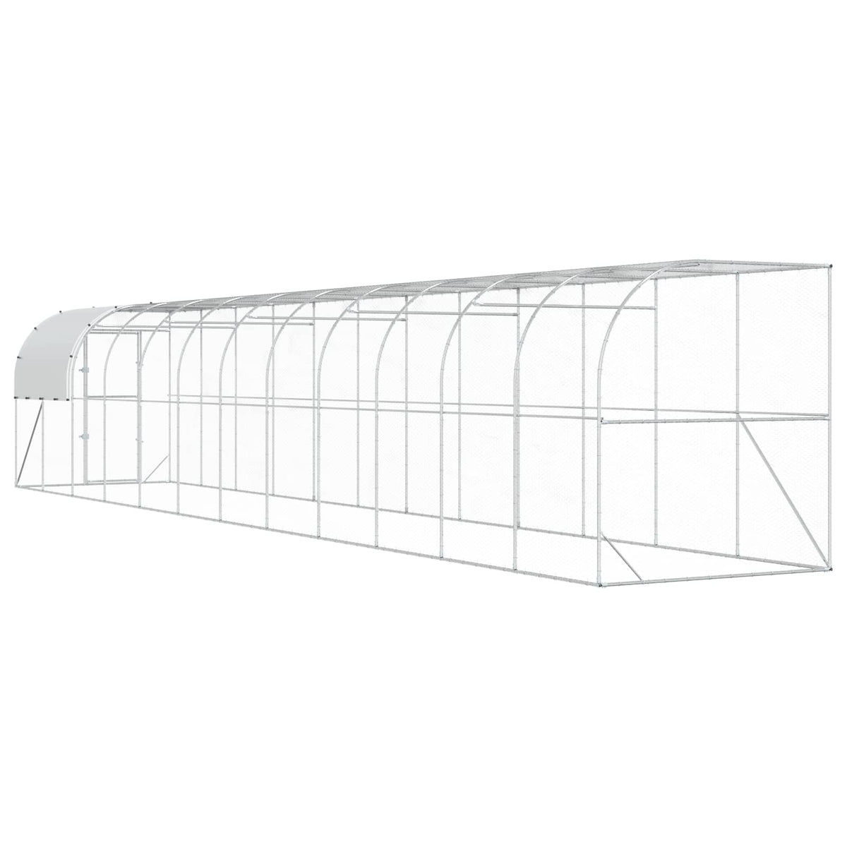 vidaXL Against Wall Chicken Coop Silver 1200 x 200 x 215 cm