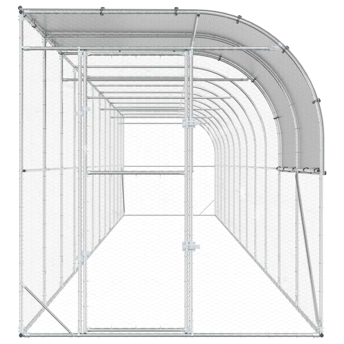 vidaXL Against Wall Chicken Coop Silver 1200 x 200 x 215 cm