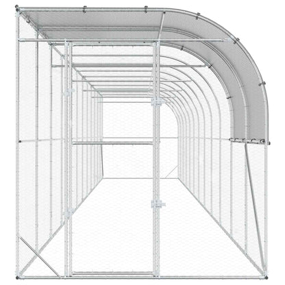 vidaXL Against Wall Chicken Coop Silver 1200 x 200 x 215 cm
