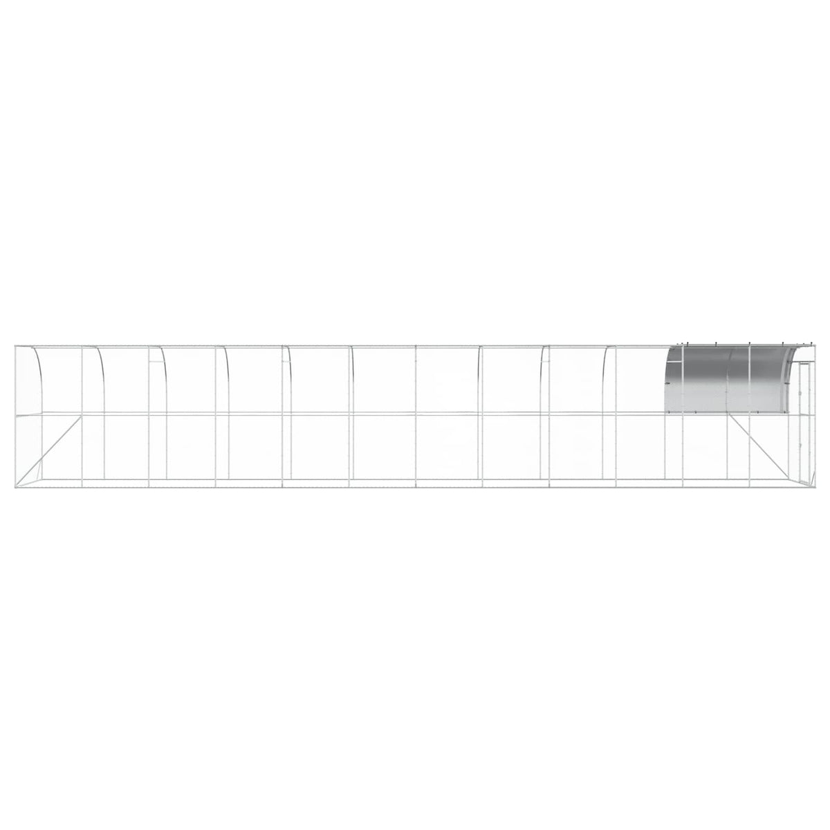 vidaXL Against Wall Chicken Coop Silver 1200 x 200 x 215 cm