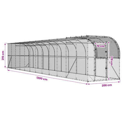 vidaXL Against Wall Chicken Coop Silver 1200 x 200 x 215 cm