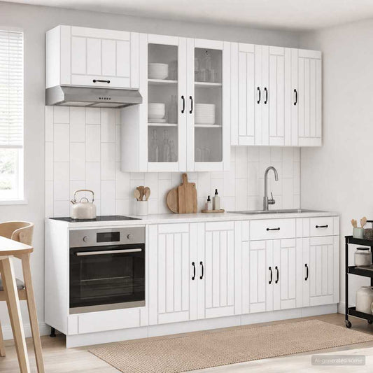vidaXL Kitchen Unit LUCCA 8 pcs White Engineered Wood