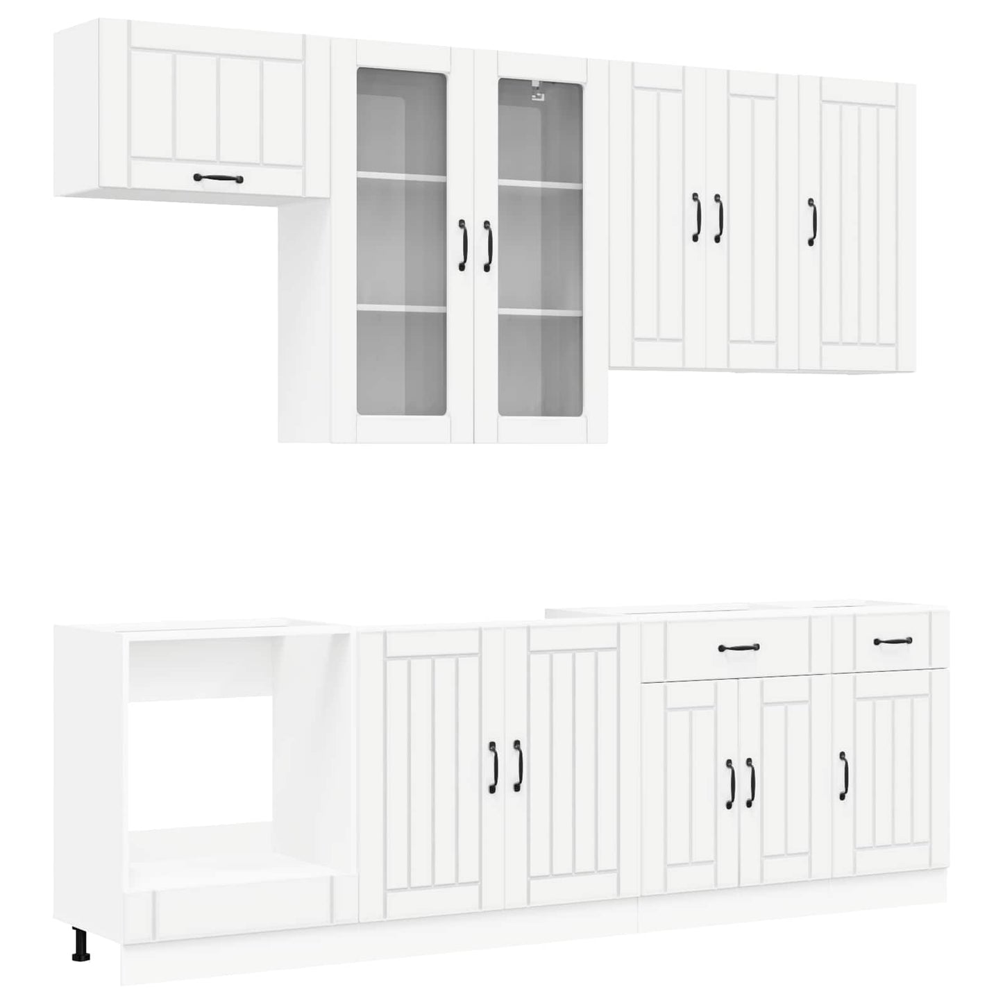 vidaXL Cabinet Set with Drawer with Shelf 8 pcs White Engineered Wood