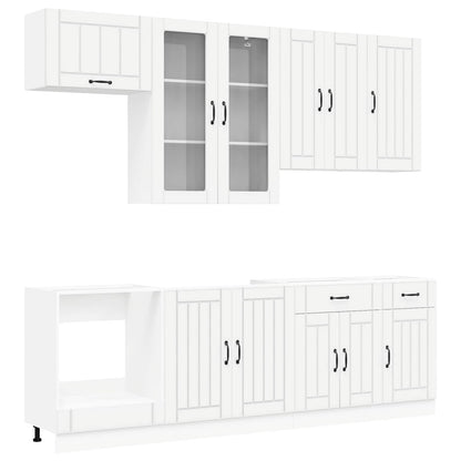 vidaXL Cabinet Set with Drawer with Shelf 8 pcs White Engineered Wood