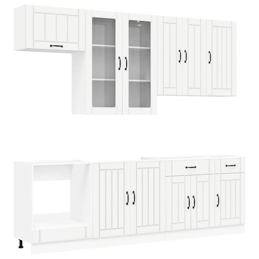 vidaXL Kitchen Unit LUCCA 8 pcs White Engineered Wood