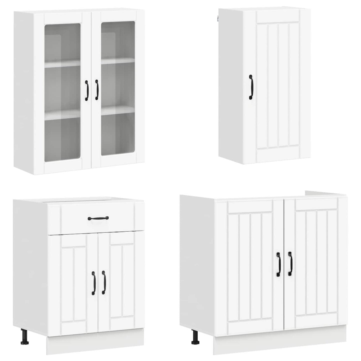 vidaXL Cabinet Set with Drawer with Shelf 8 pcs White Engineered Wood
