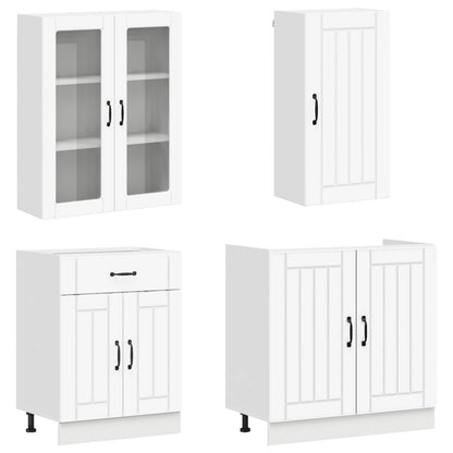 vidaXL Cabinet Set with Drawer with Shelf 8 pcs White Engineered Wood