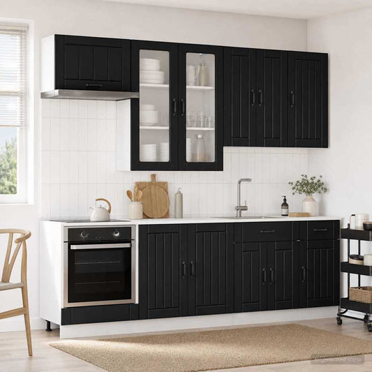 vidaXL Kitchen Unit LUCCA 8 pcs Black Engineered Wood