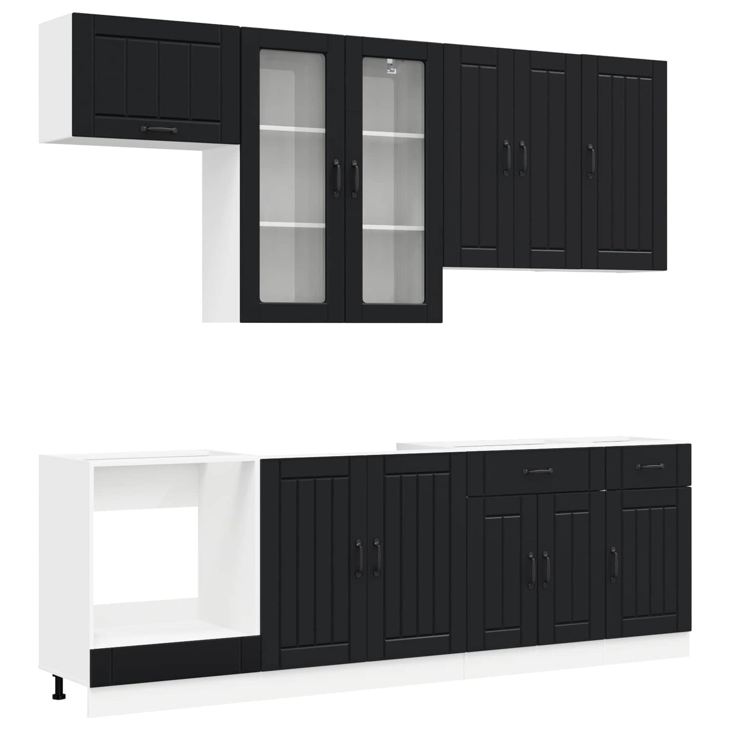vidaXL Kitchen Unit LUCCA 8 pcs Black Engineered Wood