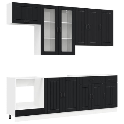 vidaXL Kitchen Unit LUCCA 8 pcs Black Engineered Wood