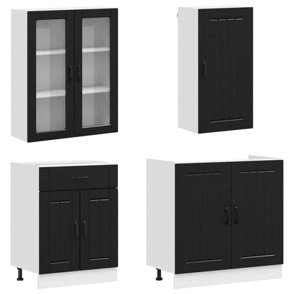 vidaXL Kitchen Unit LUCCA 8 pcs Black Engineered Wood