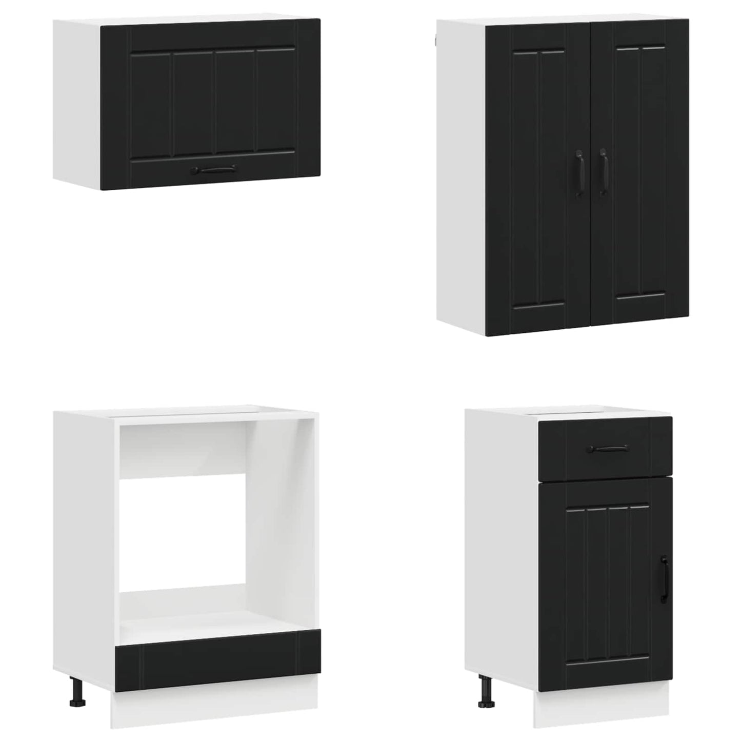vidaXL Kitchen Unit LUCCA 8 pcs Black Engineered Wood