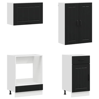 vidaXL Kitchen Unit LUCCA 8 pcs Black Engineered Wood
