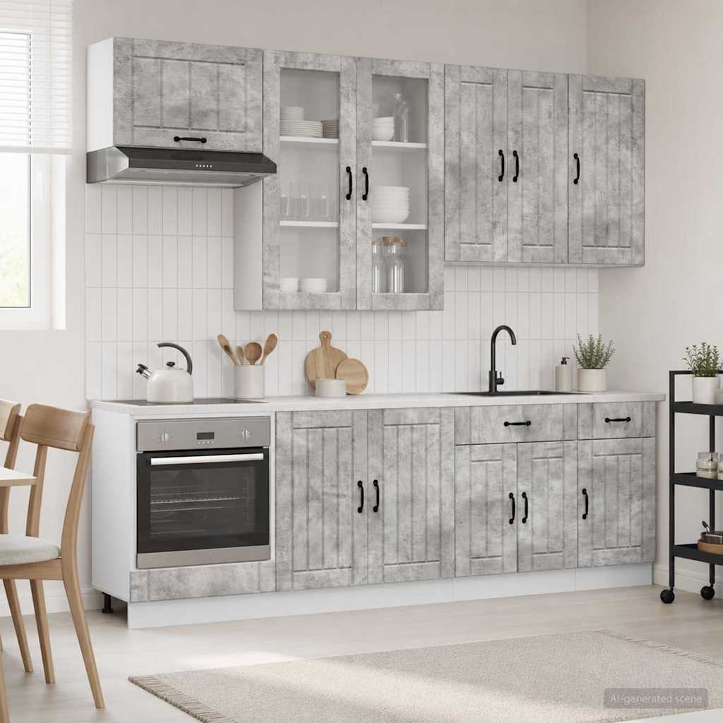 vidaXL Kitchen Unit LUCCA 8 pcs Concrete Grey Engineered Wood