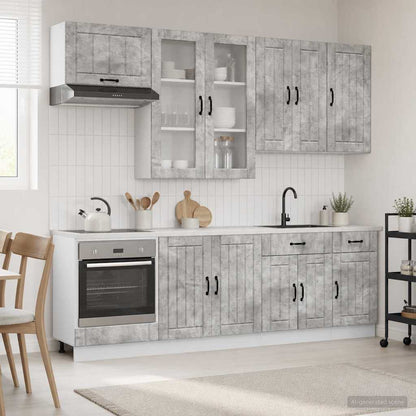 vidaXL Kitchen Unit LUCCA 8 pcs Concrete Grey Engineered Wood