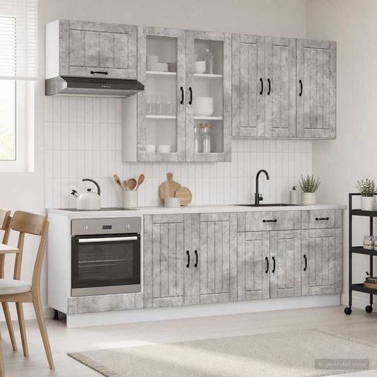 vidaXL Kitchen Unit LUCCA 8 pcs Concrete Grey Engineered Wood