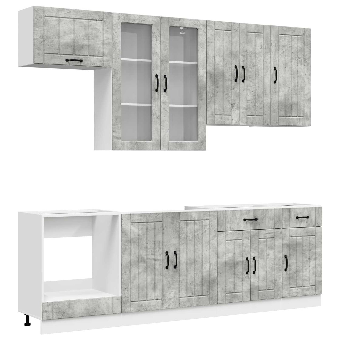 vidaXL Kitchen Unit LUCCA 8 pcs Concrete Grey Engineered Wood
