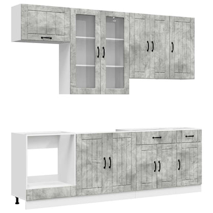 vidaXL Kitchen Unit LUCCA 8 pcs Concrete Grey Engineered Wood