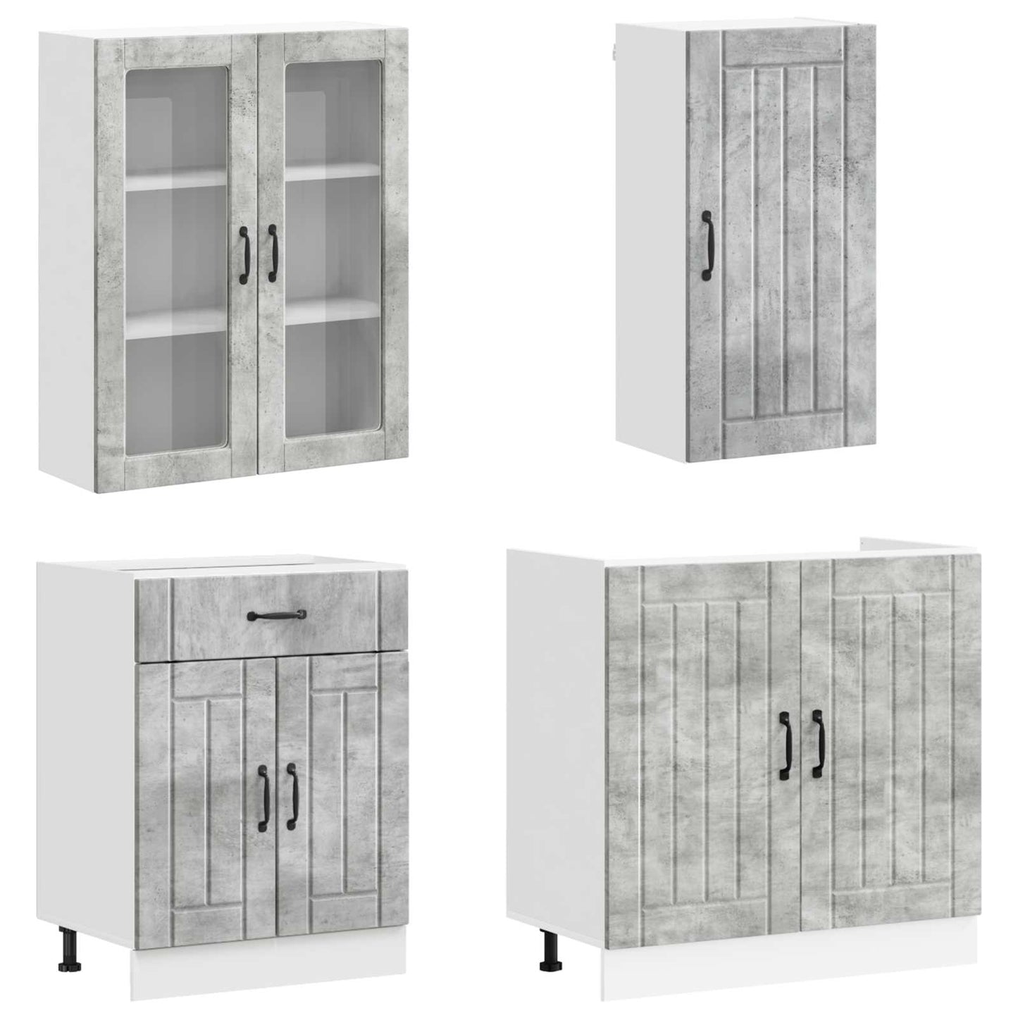 vidaXL Kitchen Unit LUCCA 8 pcs Concrete Grey Engineered Wood