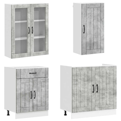 vidaXL Kitchen Unit LUCCA 8 pcs Concrete Grey Engineered Wood