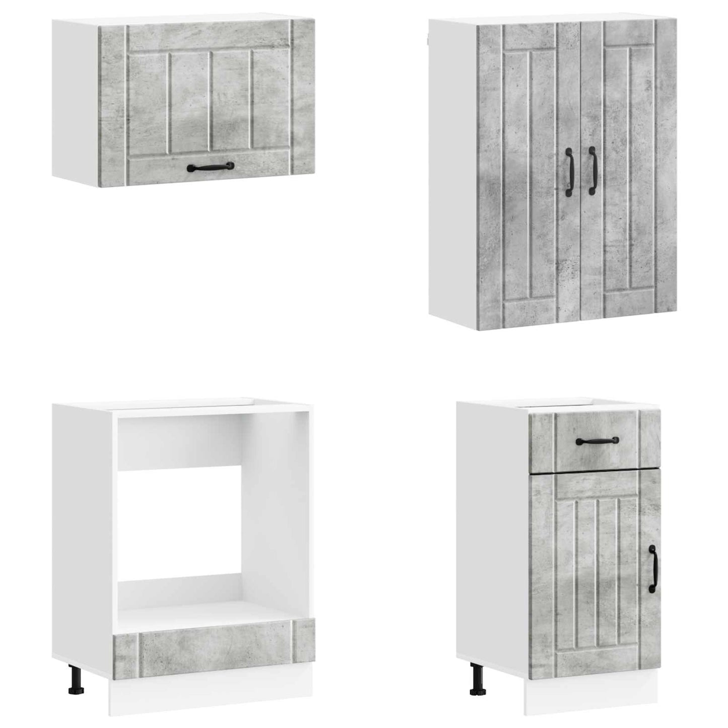 vidaXL Kitchen Unit LUCCA 8 pcs Concrete Grey Engineered Wood