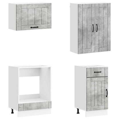vidaXL Kitchen Unit LUCCA 8 pcs Concrete Grey Engineered Wood