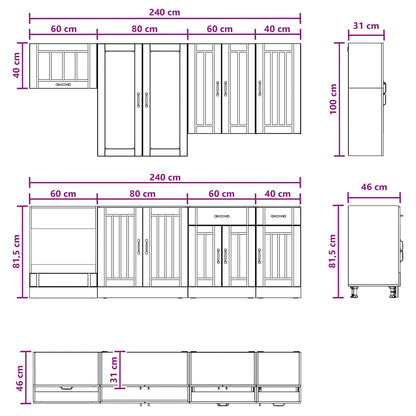 vidaXL Kitchen Unit LUCCA 8 pcs Concrete Grey Engineered Wood