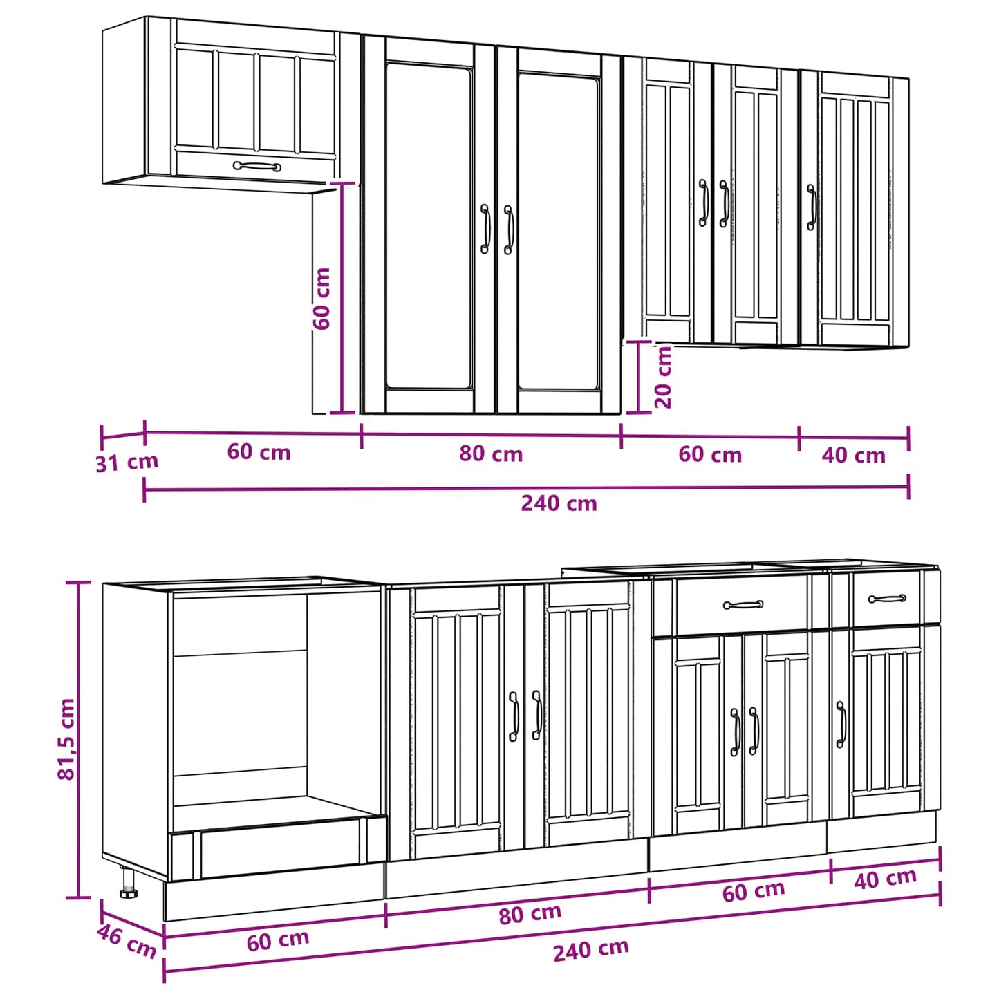 vidaXL Kitchen Unit LUCCA 8 pcs Concrete Grey Engineered Wood