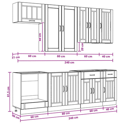vidaXL Kitchen Unit LUCCA 8 pcs Concrete Grey Engineered Wood