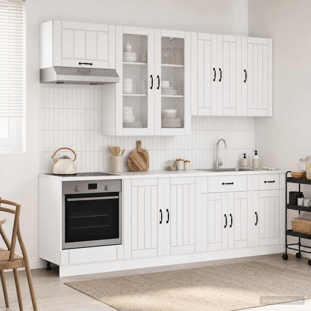 vidaXL Kitchen Unit LUCCA 8 pcs High Gloss White Engineered Wood