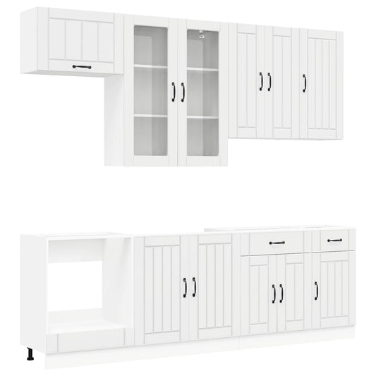 vidaXL Kitchen Unit LUCCA 8 pcs High Gloss White Engineered Wood