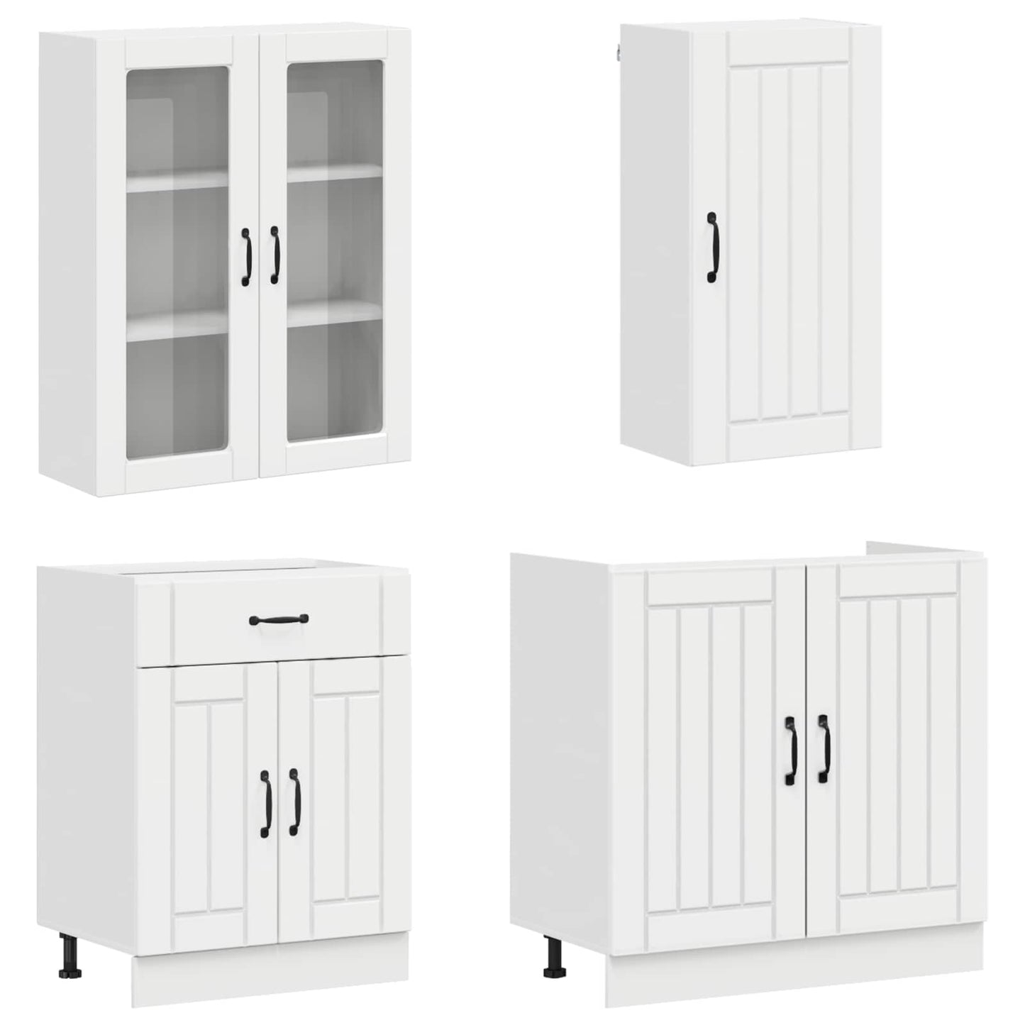 vidaXL Kitchen Unit LUCCA 8 pcs High Gloss White Engineered Wood