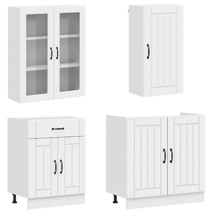 vidaXL Kitchen Unit LUCCA 8 pcs High Gloss White Engineered Wood