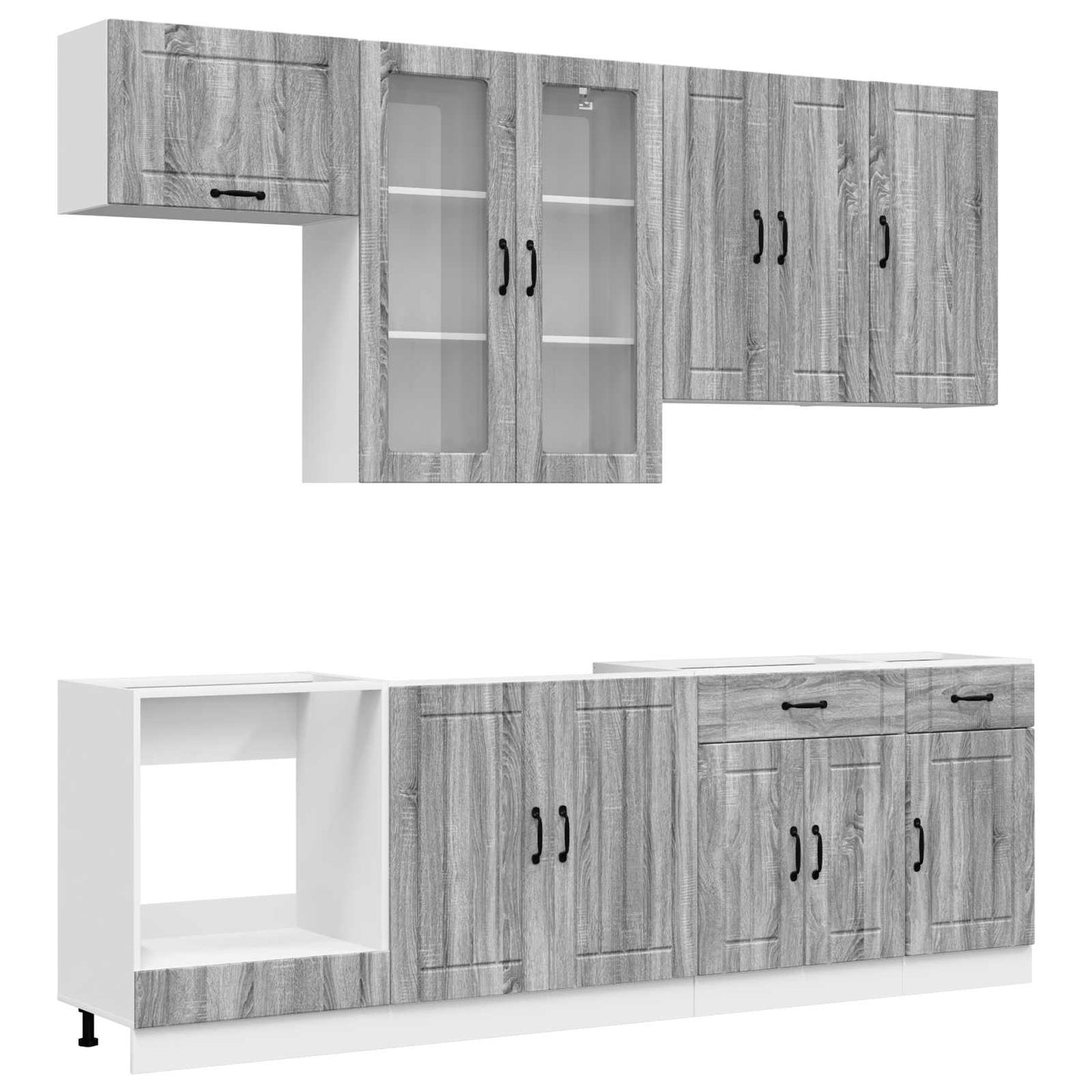 vidaXL Kitchen Unit LUCCA 8 pcs Grey Sonoma Engineered Wood