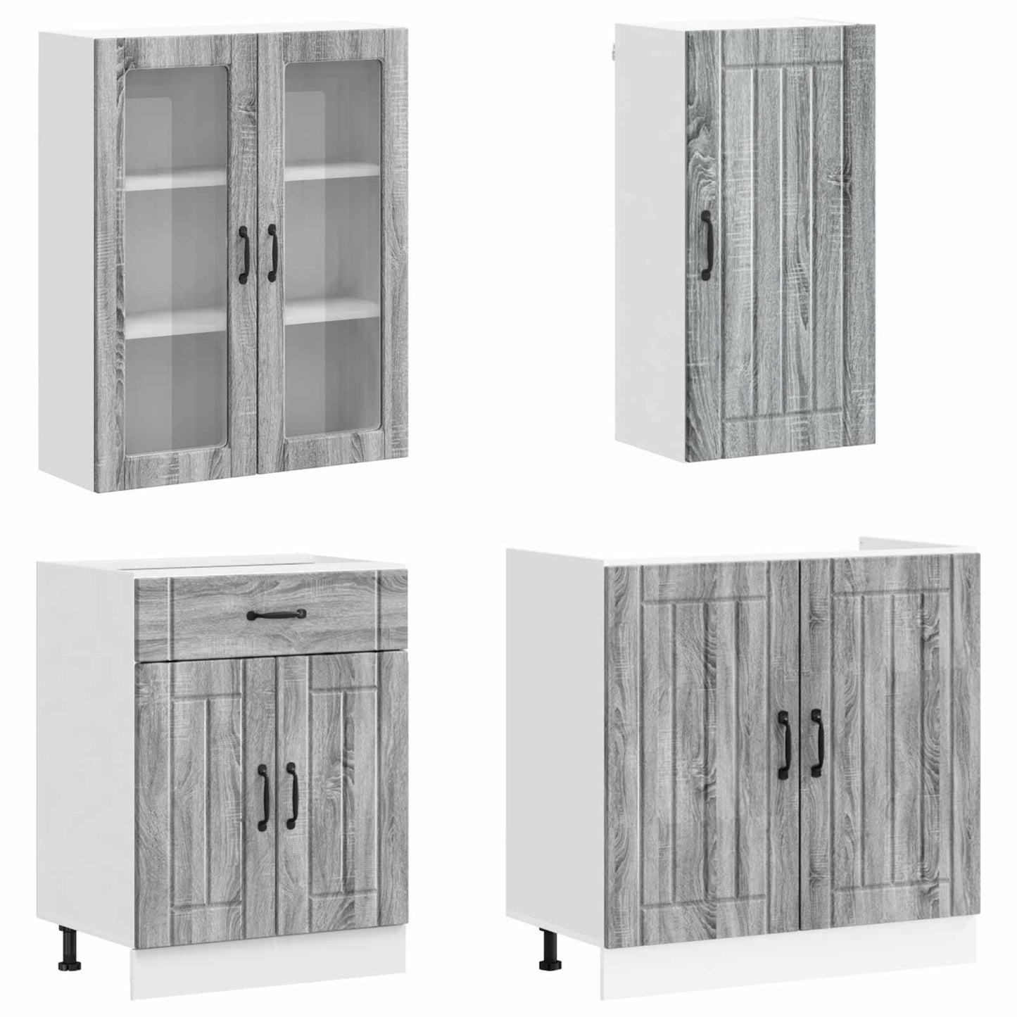 vidaXL Kitchen Unit LUCCA 8 pcs Grey Sonoma Engineered Wood