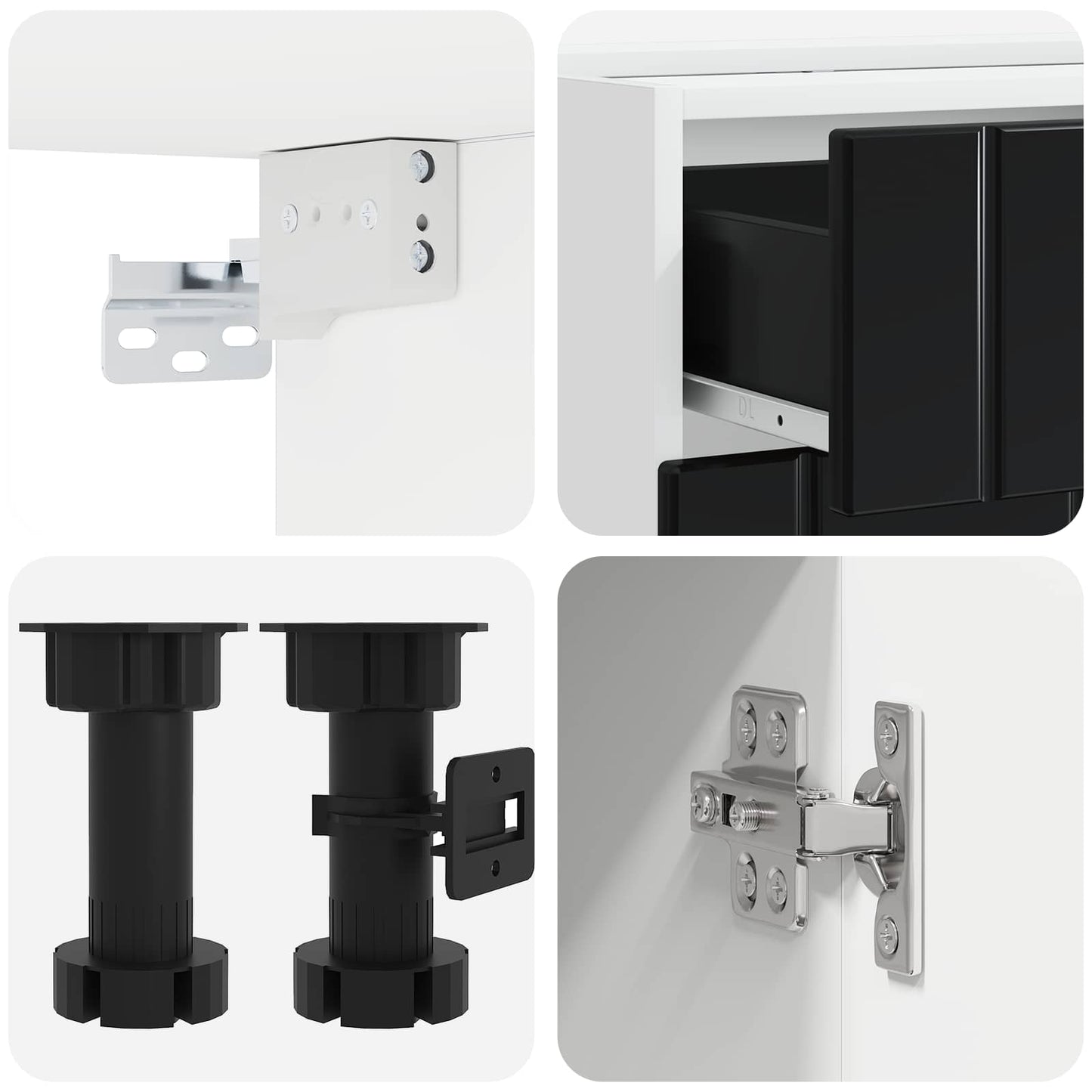 vidaXL Kitchen Unit LUCCA 8 pcs Black Engineered Wood
