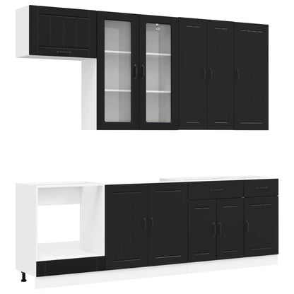 vidaXL Kitchen Unit LUCCA 8 pcs Black Engineered Wood