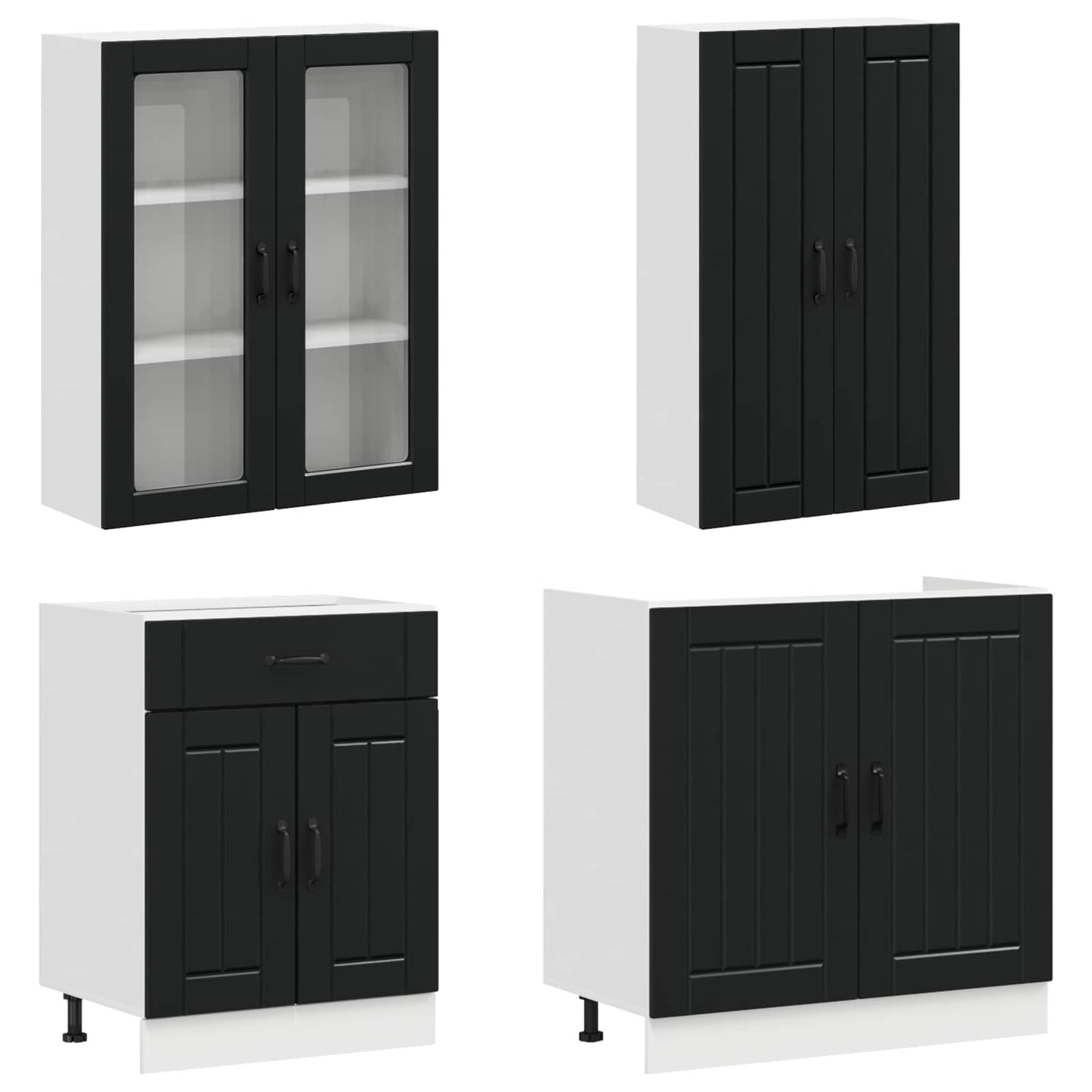 vidaXL Kitchen Unit LUCCA 8 pcs Black Engineered Wood