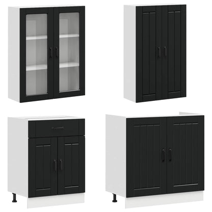 vidaXL Kitchen Unit LUCCA 8 pcs Black Engineered Wood