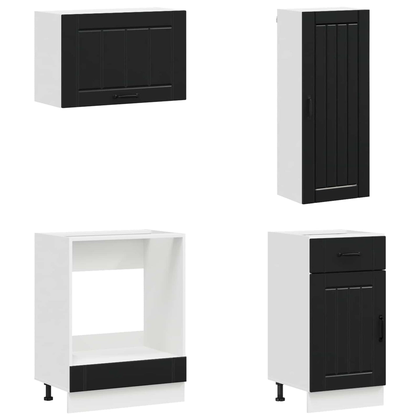vidaXL Kitchen Unit LUCCA 8 pcs Black Engineered Wood