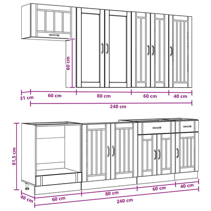 vidaXL Kitchen Unit LUCCA 8 pcs Black Engineered Wood