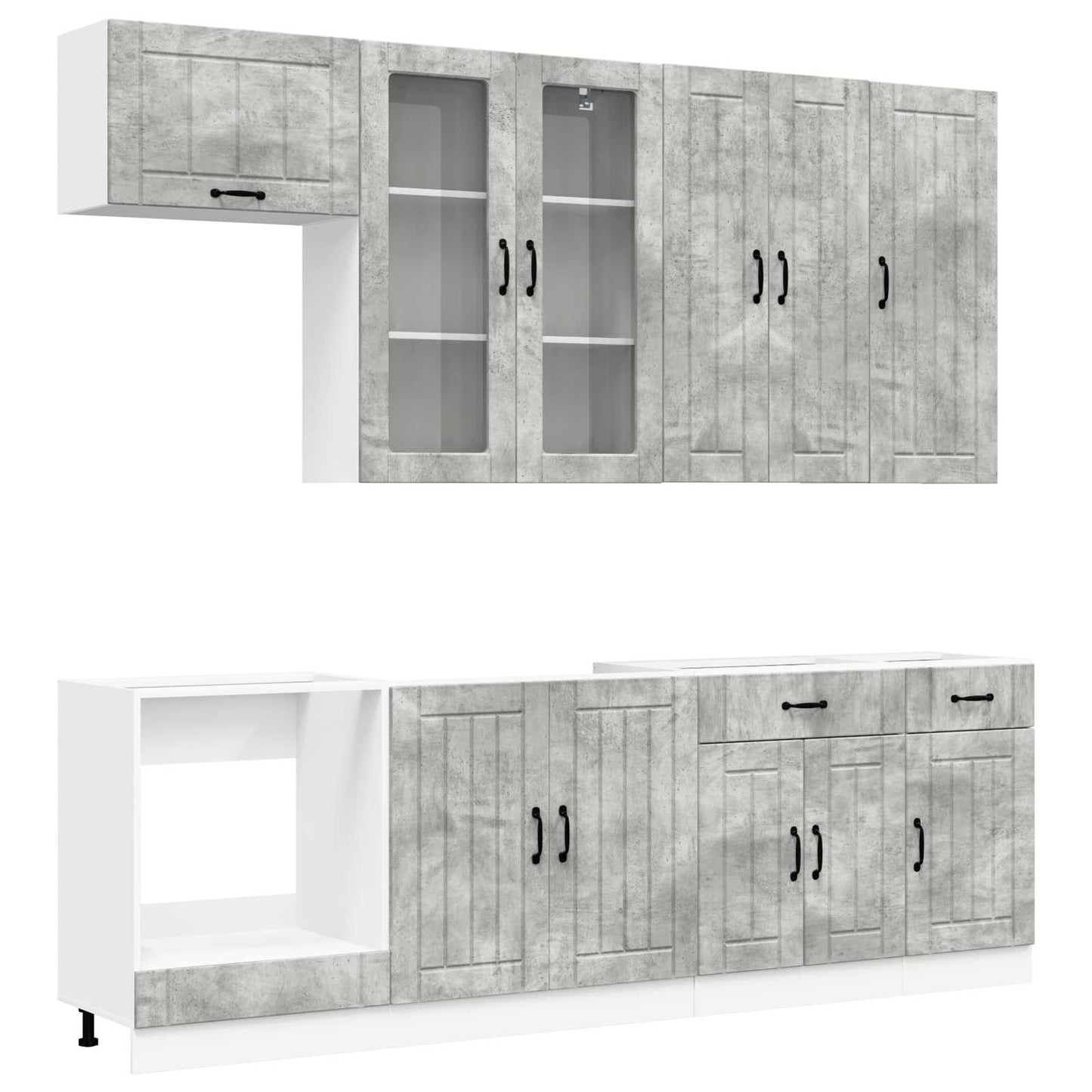vidaXL Kitchen Unit LUCCA 8 pcs Concrete Grey Engineered Wood