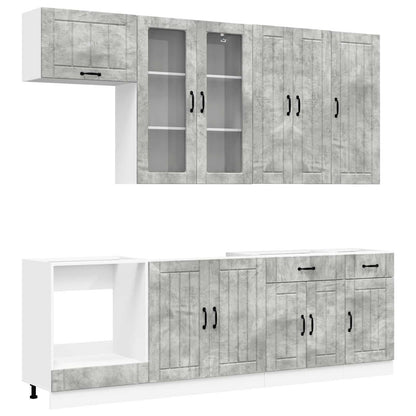 vidaXL Kitchen Unit LUCCA 8 pcs Concrete Grey Engineered Wood