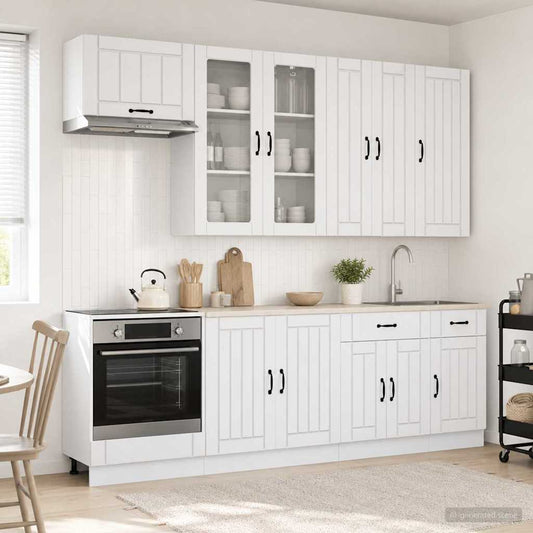 vidaXL Kitchen Unit LUCCA 8 pcs High Gloss White Engineered Wood